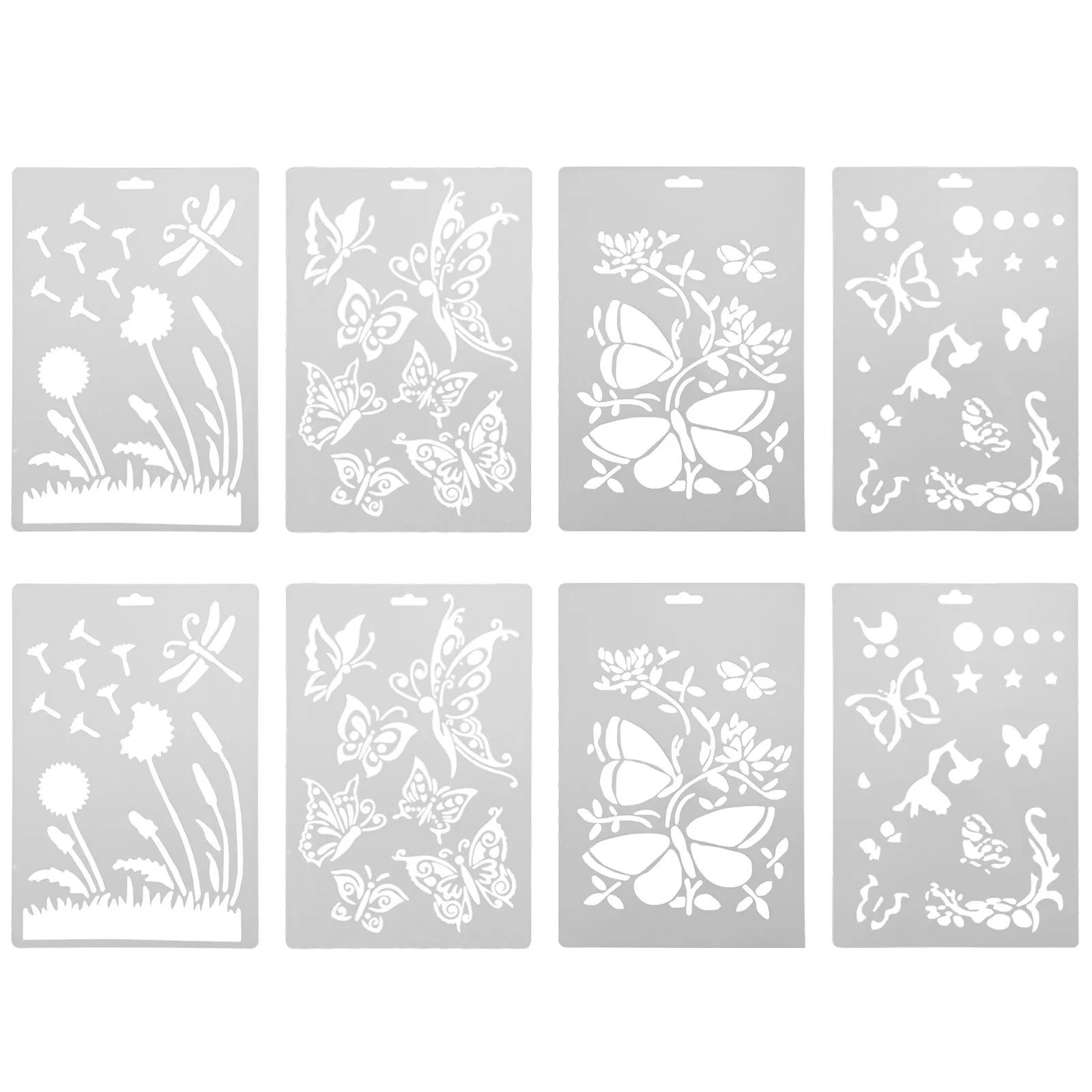 

8pcs Hollow Painting Template Butterfly Stencils PET Material Washable Reusable DIY Tool Drawing Mould Craft Projects