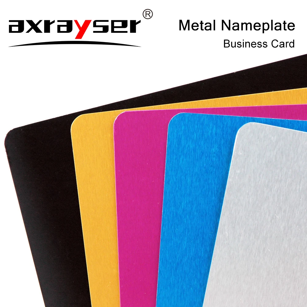 Imagem -04 - Multicolor Cartões de Visita de Metal Nameplate Alumínio Liga Material Co2 Laser Marker 100 Pcs