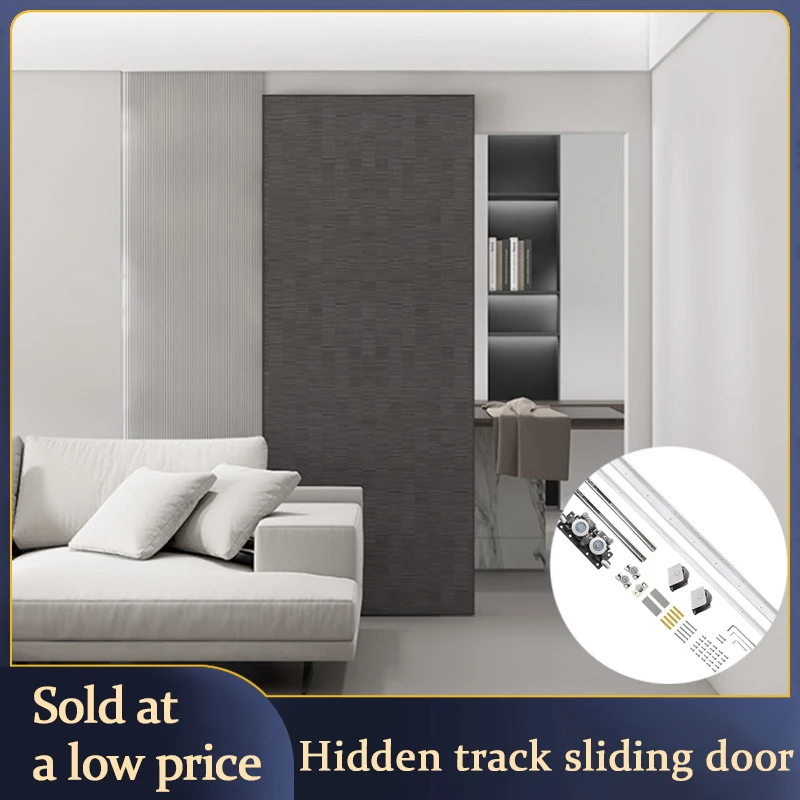 Trackless Ghost Door Hardware Invisible Pulley Two-Way Soft Close Side-Hung Sliding Rail For Bathroom Bedroom Solid Wood