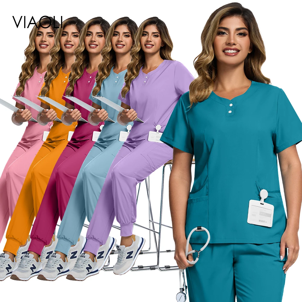 Medical Surgical Uniforms Hospital Clothing for Women Scrubs Top Jogger Set Dentist Nursing Pants Wholesale Price Beauty Clothes