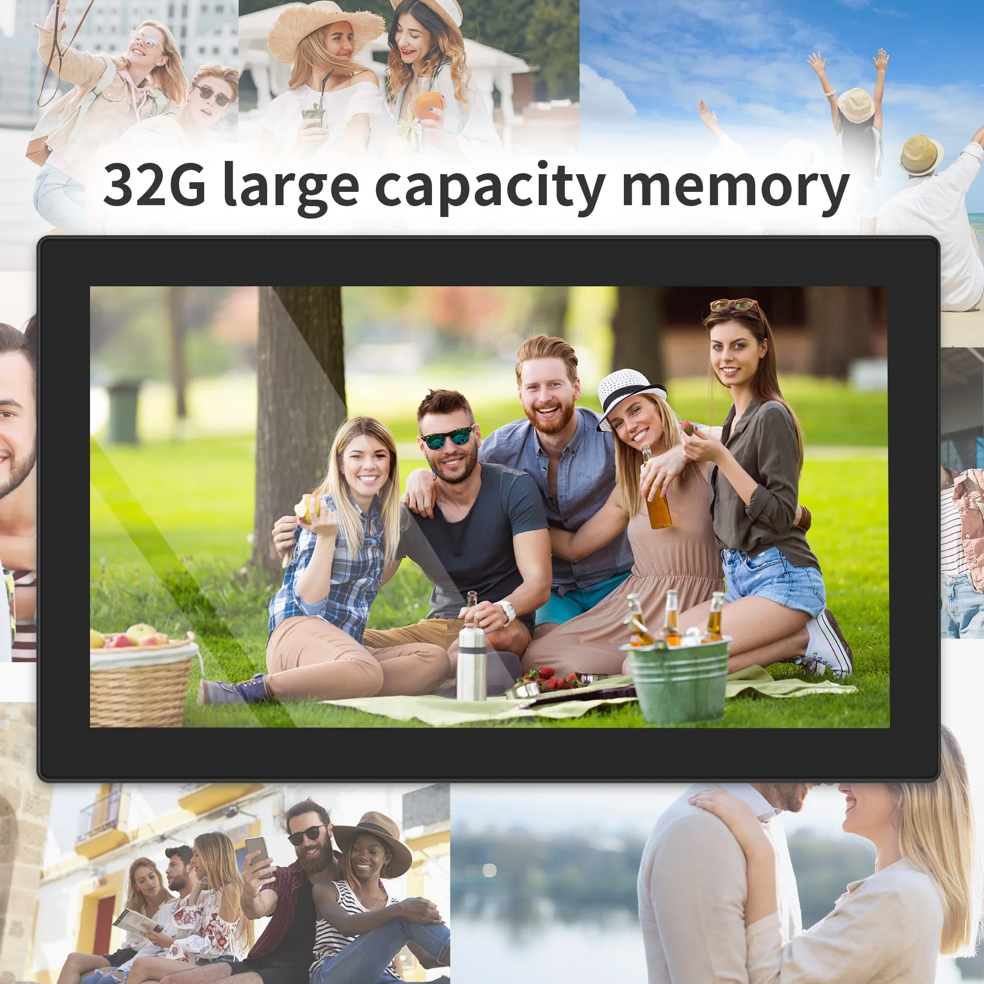 21.5 Inch WiFi Cloud Picture Frame  1920*1280 IPS Touch Screen Digital Photo Frame with 32GB Memory Type C Port Frameo System