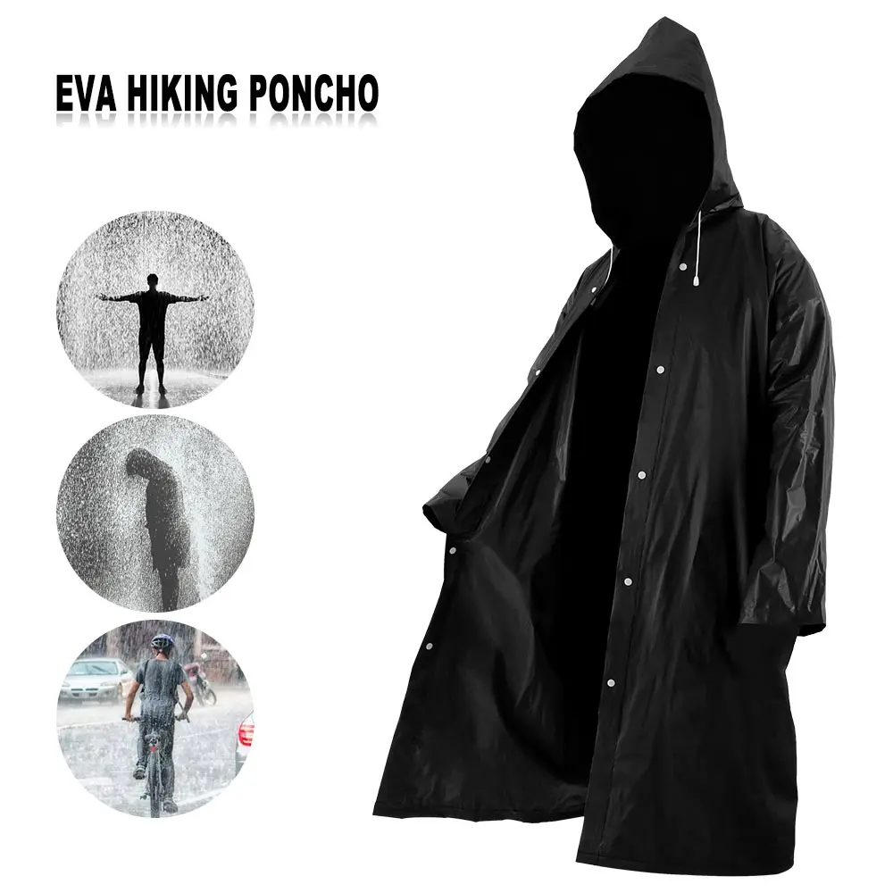 1Pcs EVA Unisex Raincoat High Quality Thickened Waterproof Rain Coat Women Men Black Camping Waterproof Rainwear Suit 145x70cm