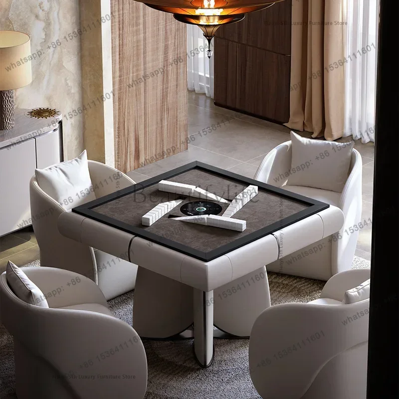 ld Italian Minimalist High-end Mahjong Table Nordic Automatic Shuffling Mahjong Machine Solid Wood Home Furniture Muebles