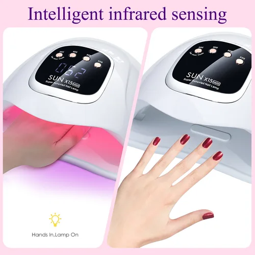 Imagen 2 del producto SUN X15 MAX-Lámpara de secado de uñas de Gel, máquina de secado de esmalte de Gel con Sensor automático, UV, LED, 280W, 66LED