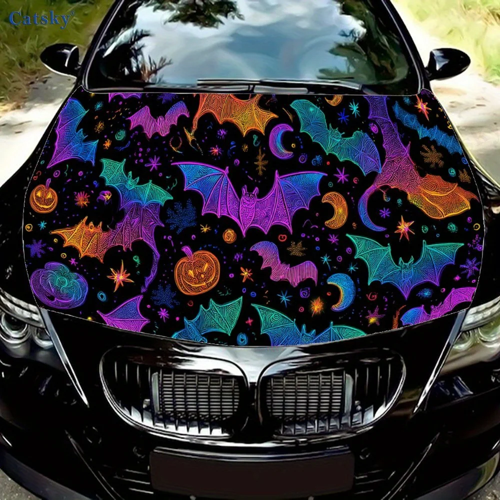 

Colorful Bats print,car hood stickers,PVC waterproof Self adhesive car hood sticker,car hood decoration protection stickers,Auto