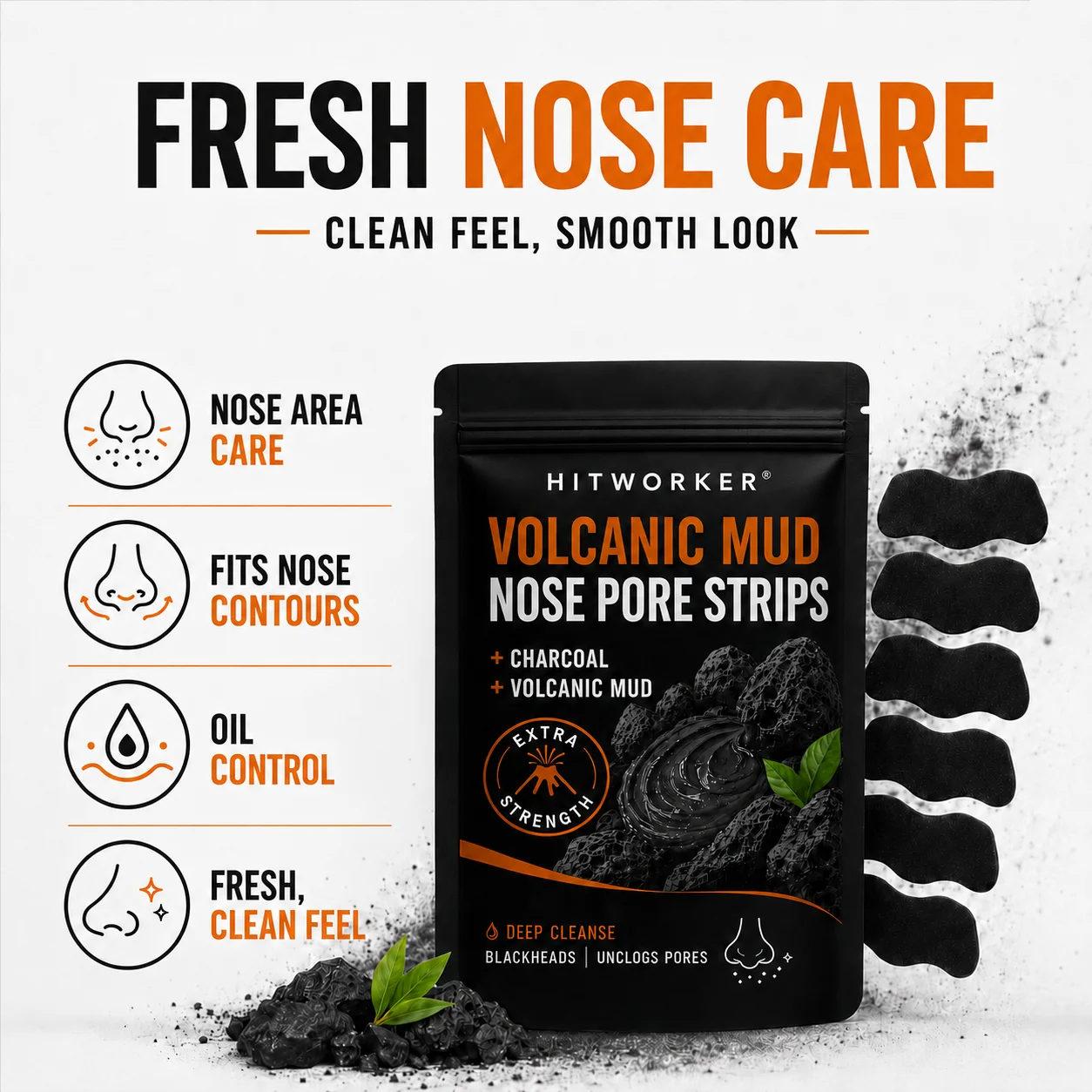 Alcohol-Free Nose Cleaning Patches – Gentle Nose Strips for Pore Cleansing, Exfoliating & Oil Control, Fragrance-Free Non-Irrita