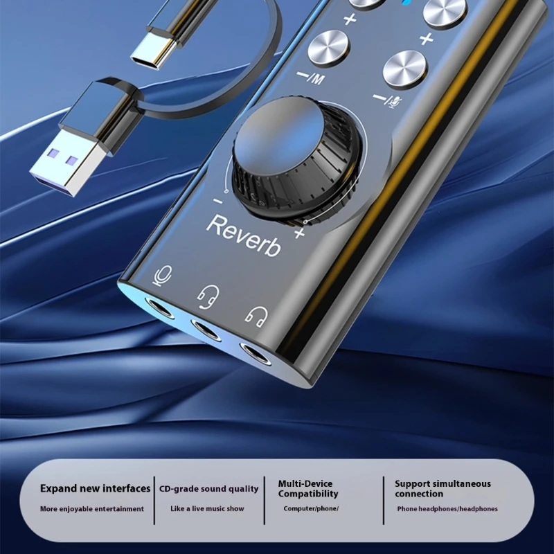 USB 7.1 External Sound Card For PC Mobile Live Streaming Plugs And Play Design With High Fidelities Sound Output