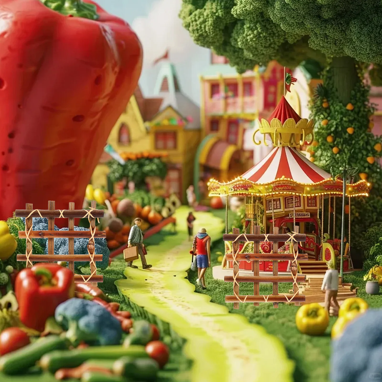 

2Pcs Bamboo Fences Miniature Garden Fence Border for Bonsai Micro Landscape Decorative Accents Flower Bed Edging Sturdy