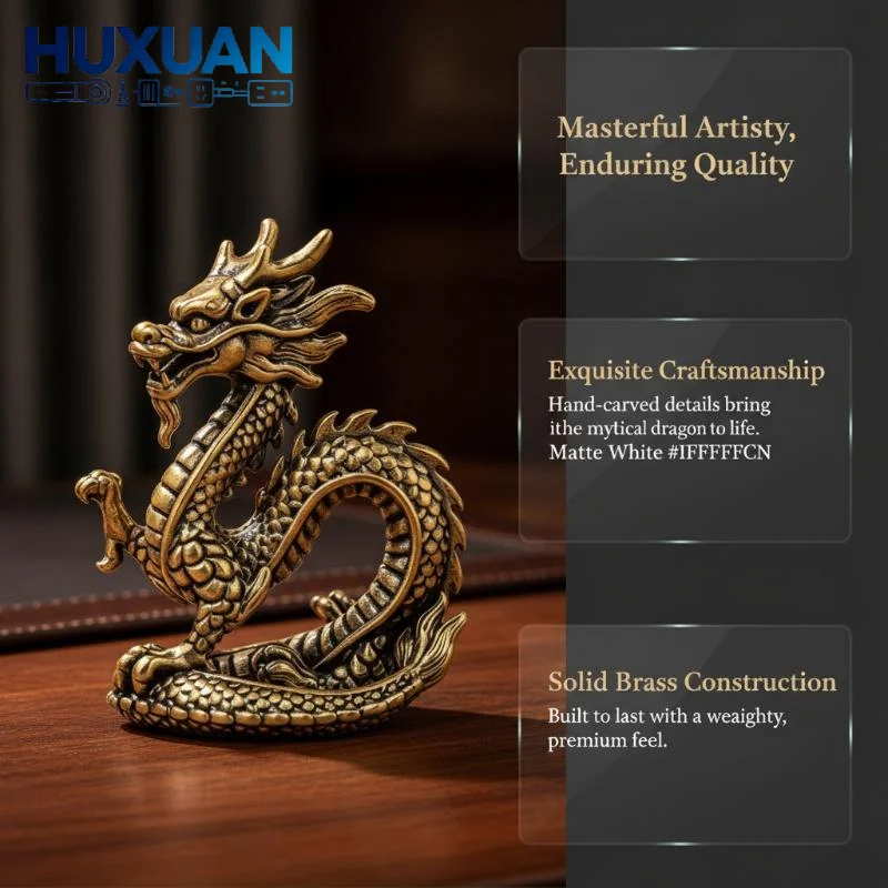 Brass Dragon Home Decor Figurine Retro Solid Brass Ornament Practical Tea Pet for Desktop Tea Shop Decoration Gift