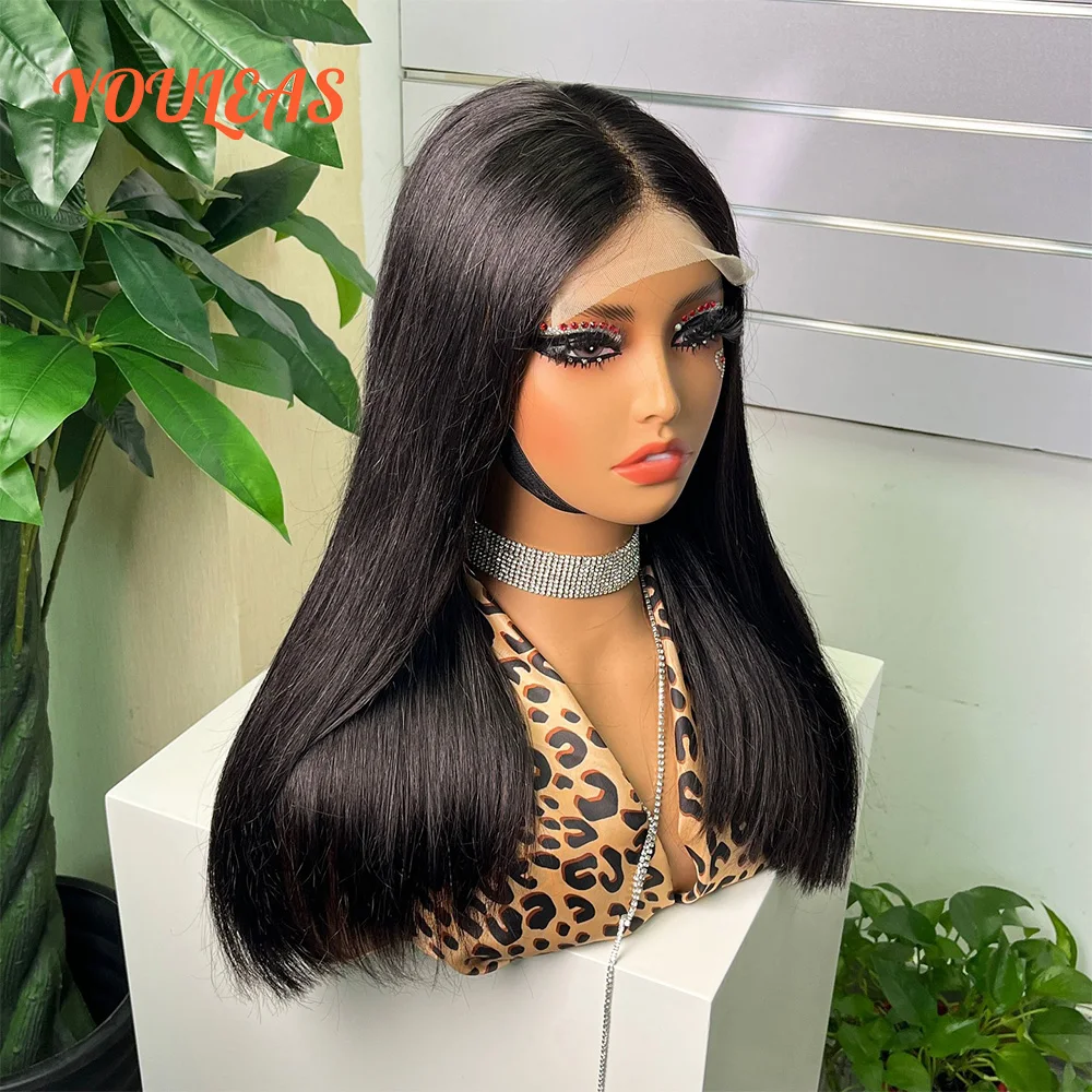 

Double Drawn 250 Density Bone Straight Human Hair Wigs 13x6 Sliky Lace Frontal Human Hair Glueless Wigs For Woman Ready To Wear