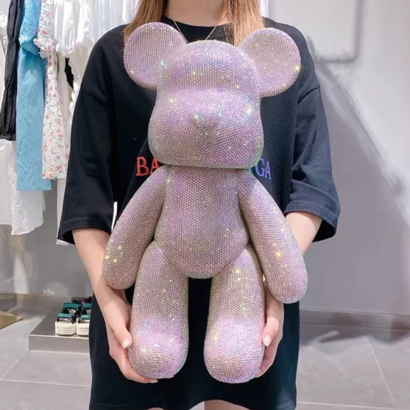 75 cm Große Bär Figur Kristall Diamant Bär Statue DIY Handgemachte Strass Bär Puppe Malerei Kind Spielzeug Wohnzimmer Dekoration