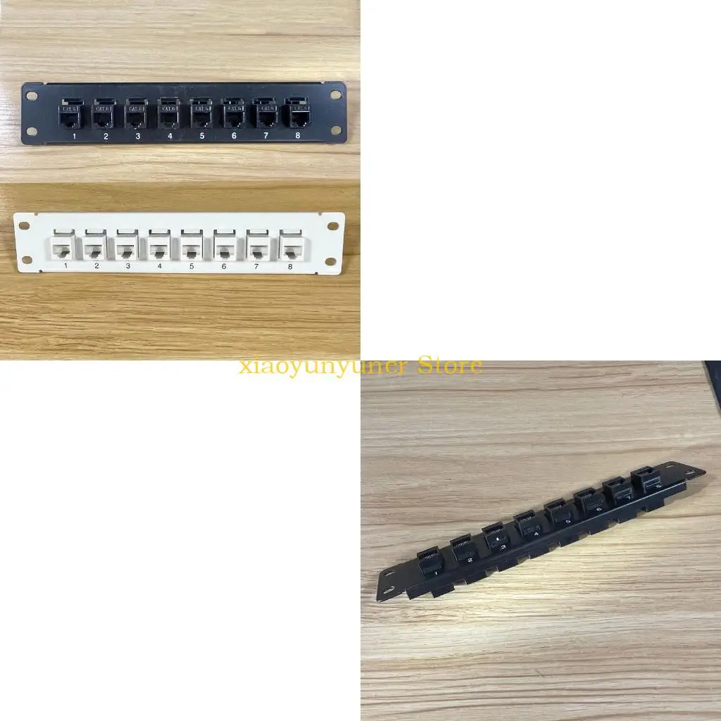 

P9JB 8 Port CAT6 RJ45 Through Coupler Patch Panel with Back Bar Wallmount or Rackmount for Cat6 UTP STP Cabling