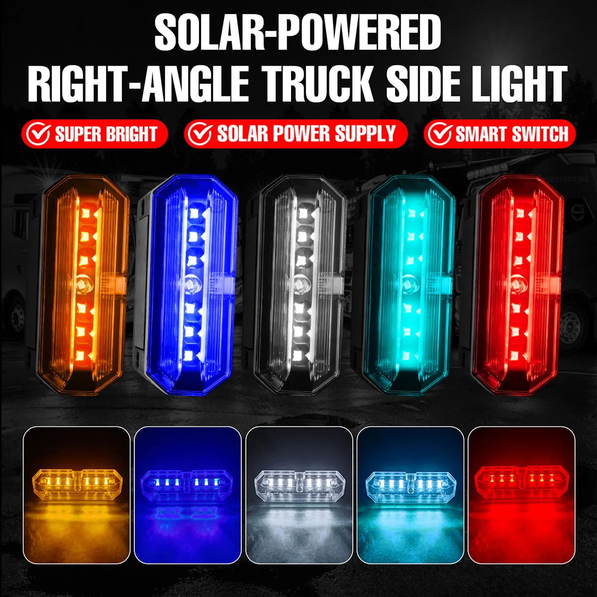1/4pcs Solar Powered LED Warning Light Wireless Side Mark Light LED Strobe Anti-collision Safety Lamp For Truck Trailer SUV Car