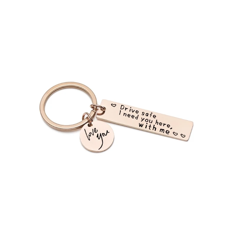 652F Driving Safety Keychain Gift for Boyfriend-I Need You Here with Me Keyring a Birthday Gift for Him on Valentine's Day