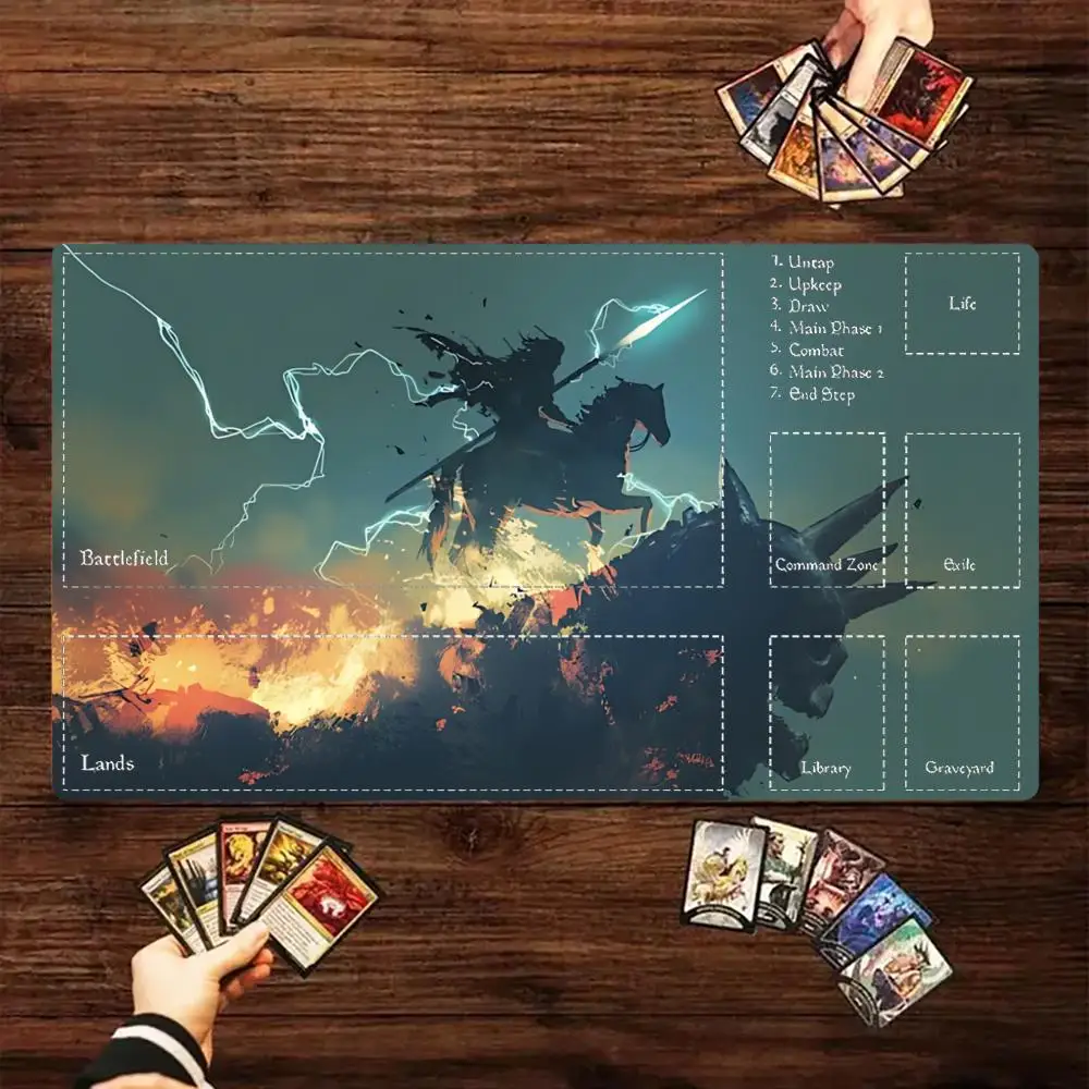 Lightning Rider Giant Eagle Warrior Beast MTG Playmat TCG Battle Mat Anti-Slip Durable Stitched Edge 35X60CM Gaming Desk Mat