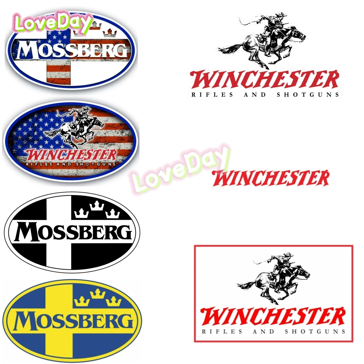 

Mossberg Winchester Rifles and Shotguns Manufacturer Logo Sticker US Flag Tool Box Helmet Vinyl Sticker Decal