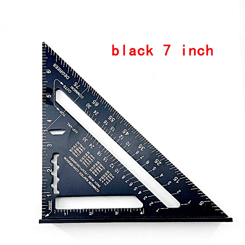 7/12 Zoll Aluminium-Dreieckslineal, Tischler-Messlayout-Werkzeug, quadratischer und metrischer/impernischer Winkelmesser für die Holzbearbeitung – Detail 10