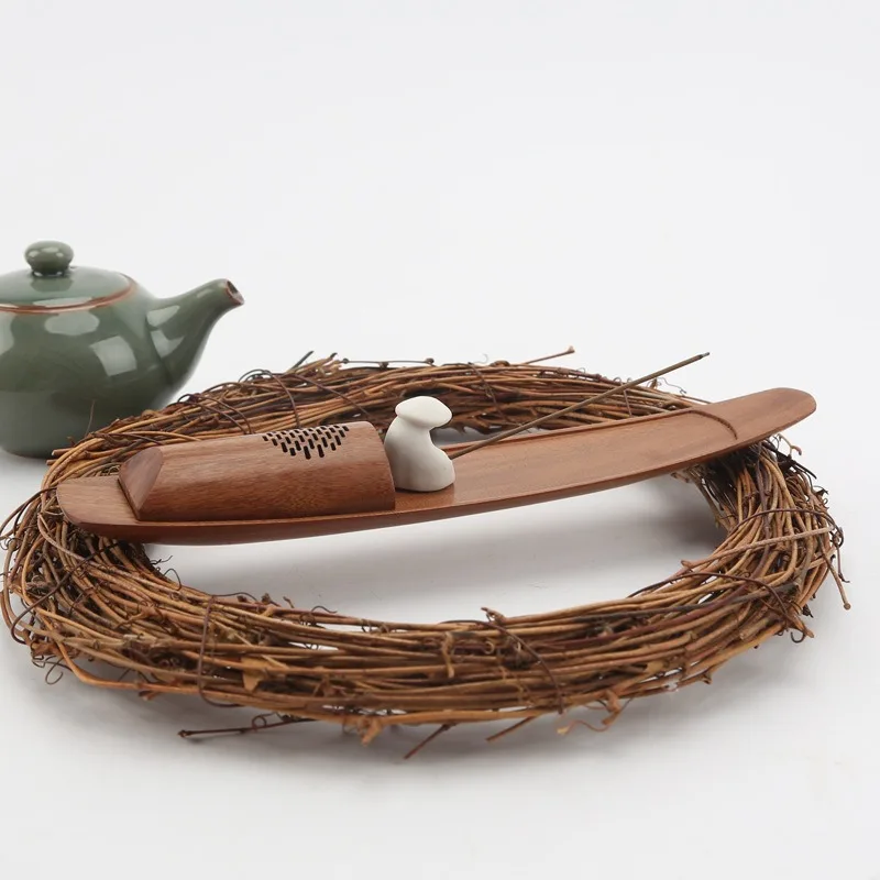 

rosewood boat type incense burner solid wood hollow incense insert wooden incense device ornament line gift box set