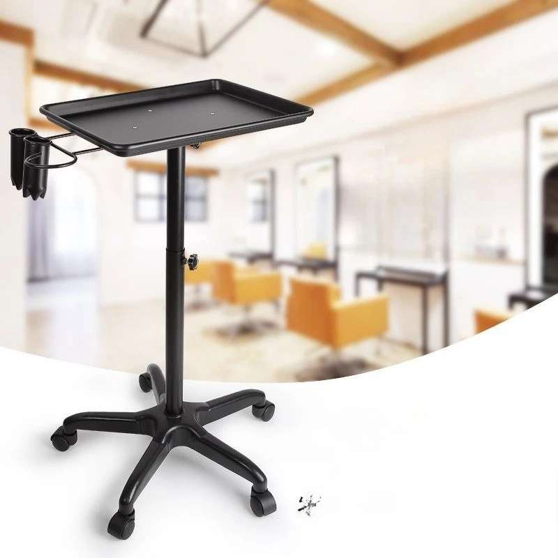Hair Double Tray Beauty Barber Shop Adjustable Mobile Trolley Home Storage Storage Tool Cart