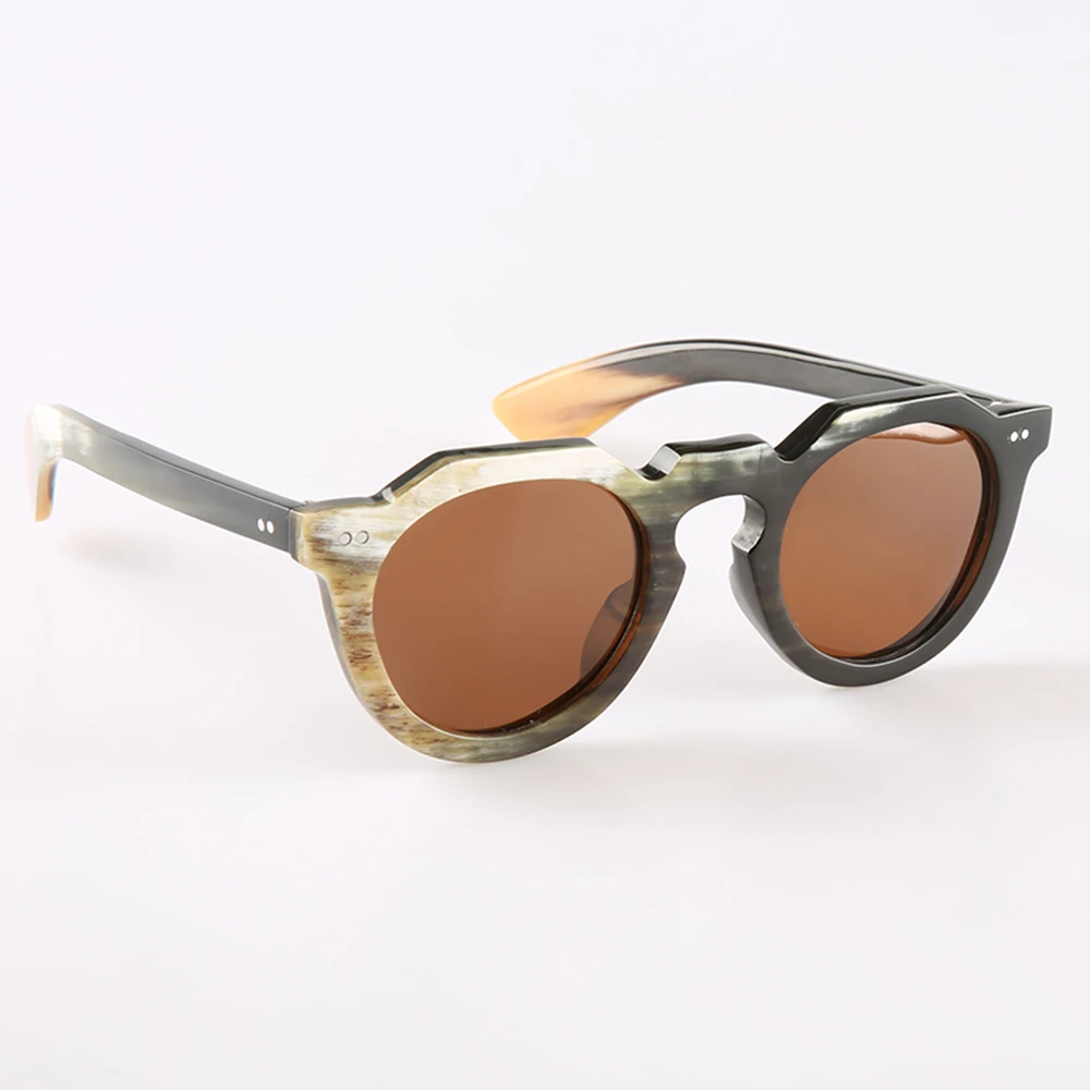 Man's Sunglasses Women Oversize Fashion Classic Glasses Vintage Unique Polygon Handmade Natural Horn Men Sunglass