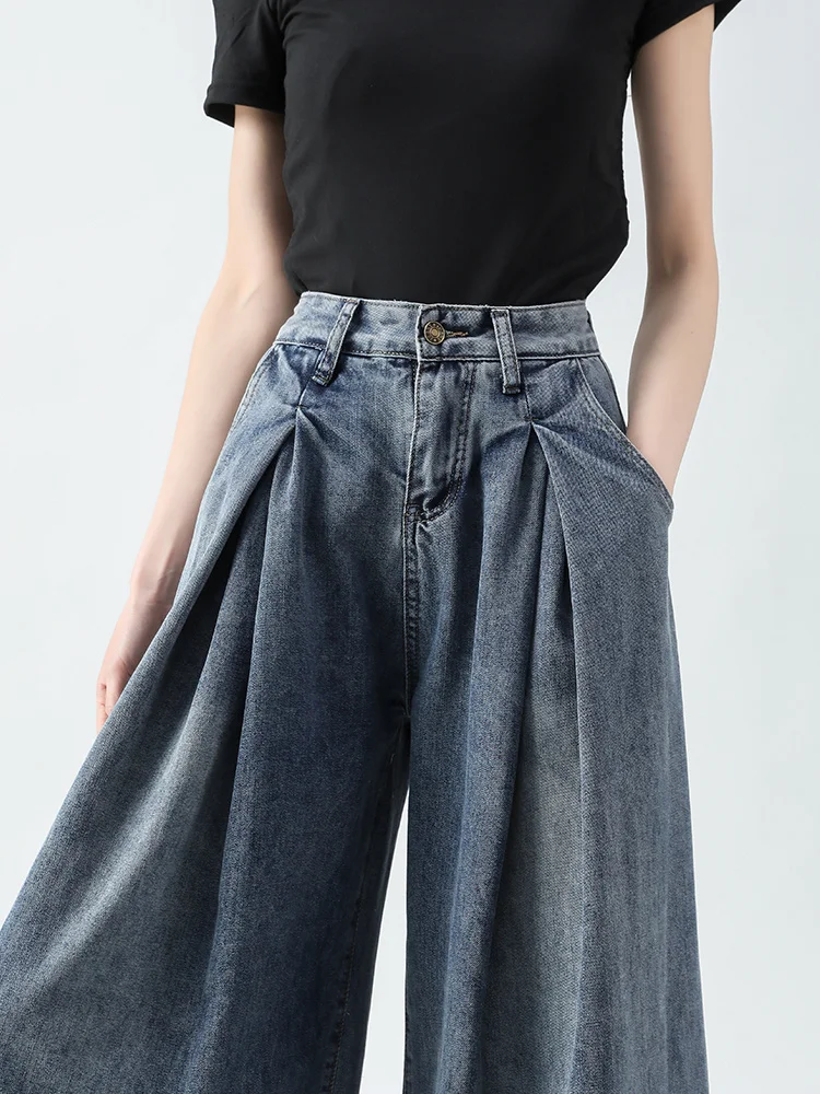 

Loose Straight Leg Jeans Women's High Waist Cotton Stretch Denim Pants Taller Illusion Summer Faion plus Size Bootcut