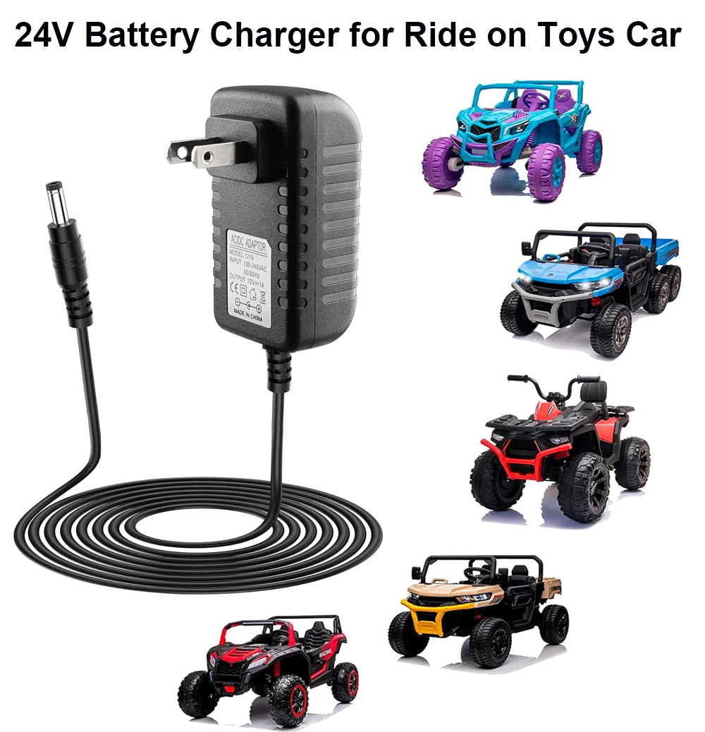 24 Volt 1A Battery Charger for Kids Ride On Toys, 24V Charger For Princess Carriage Toyota Tundra Powered Ride-Ons Accessories