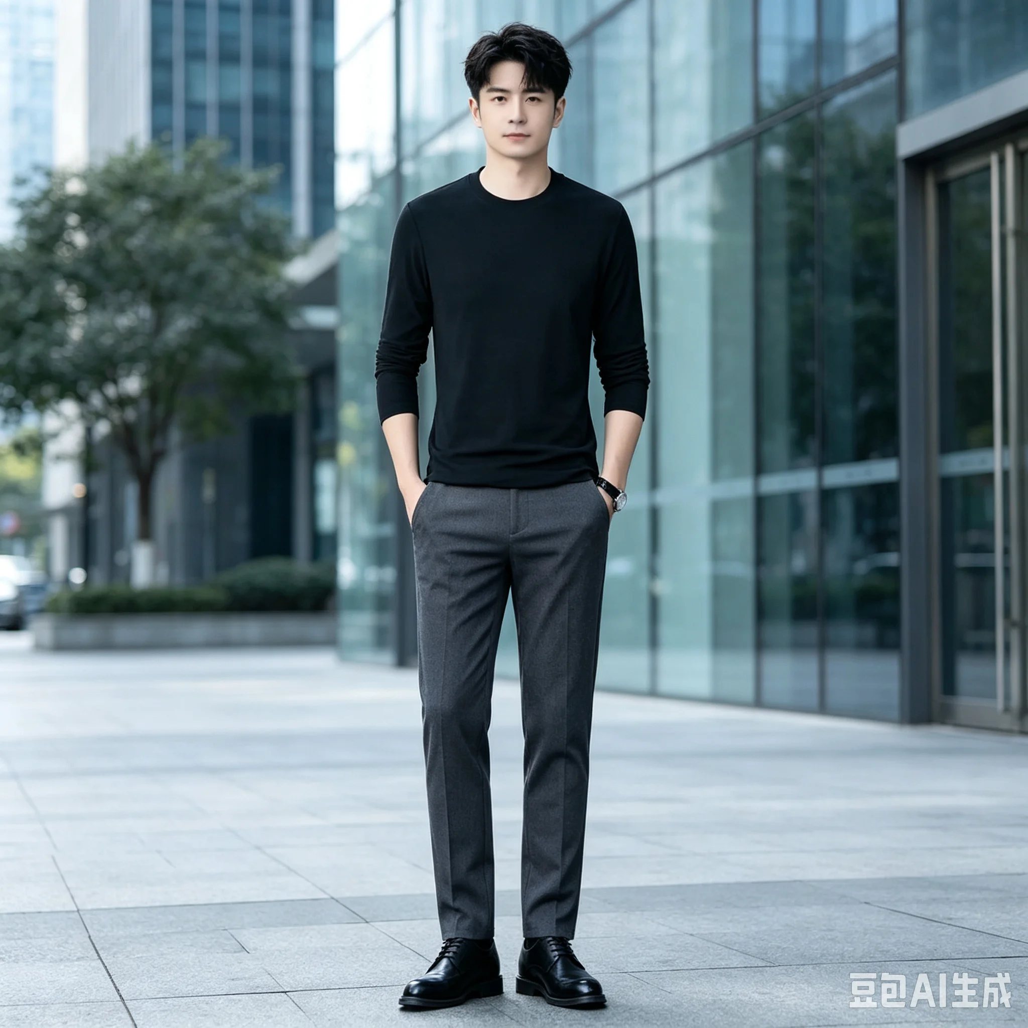 Men's round neck casual cold resistant underweardouble-sided German velvet winter warm long sleeved T-shirt with ins and thick