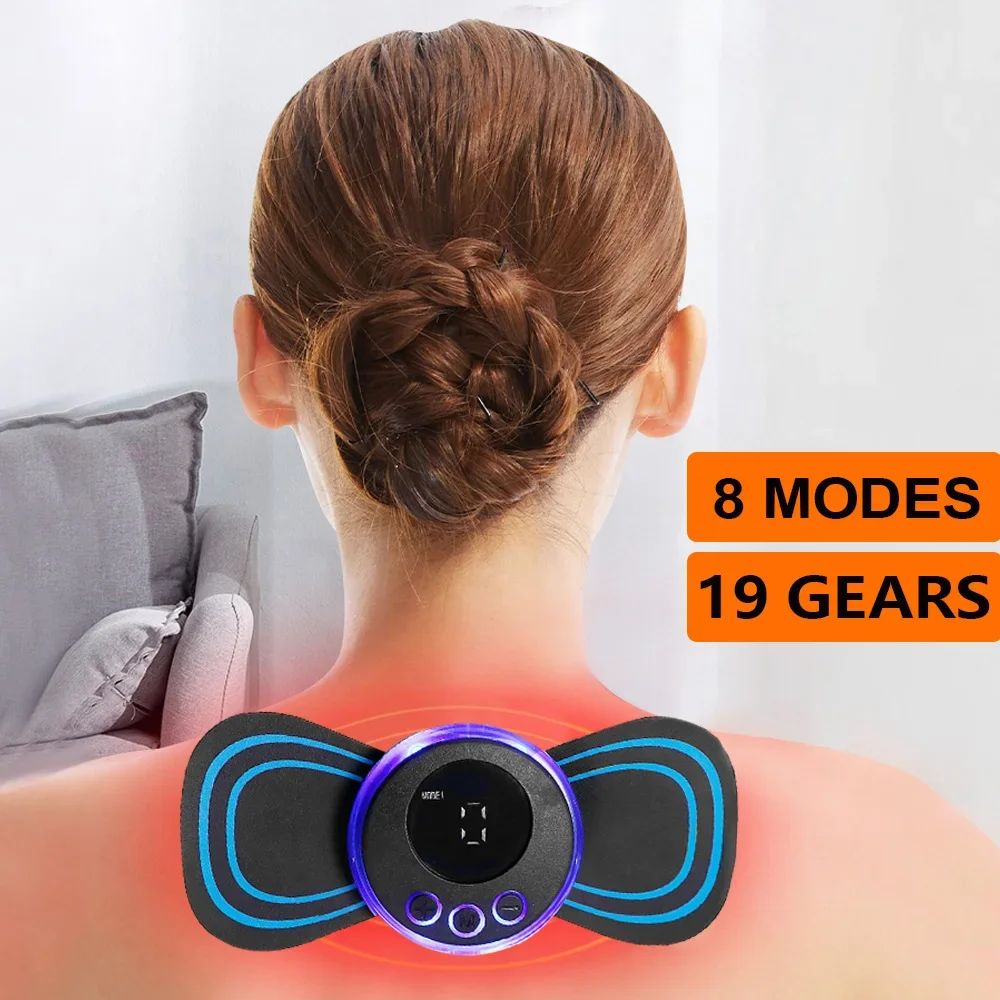 

Mini Portable Neck Massager – Electric Pulse Cervical Massage Patch with 8 Modes & 19 Levels | Muscle Stimulator for Pain Relief