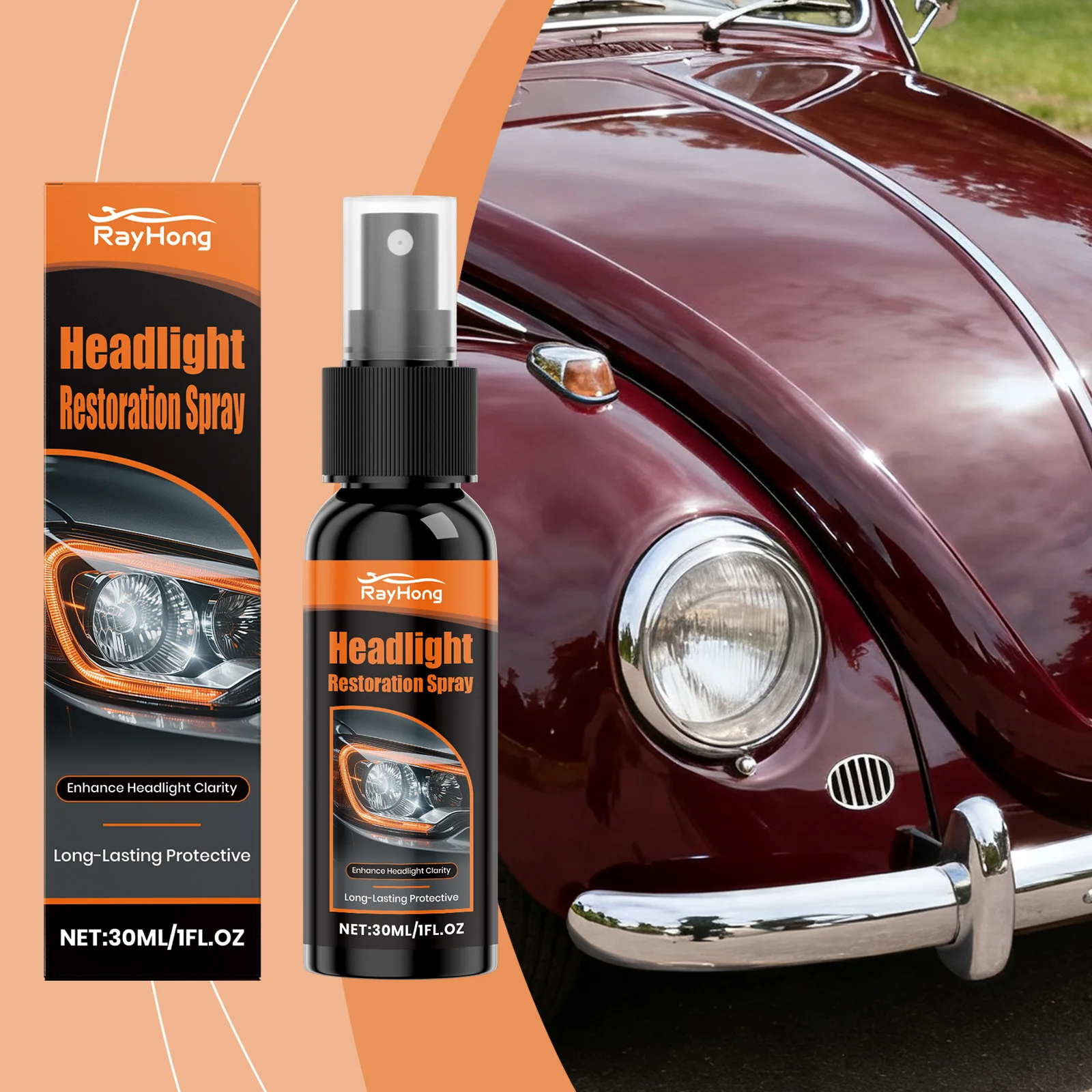 30ml Headlight Restoration Spray Coating Improves Clarity and Light Output for Plastic Headlamp Lenses Car Maintenance Tools view 5