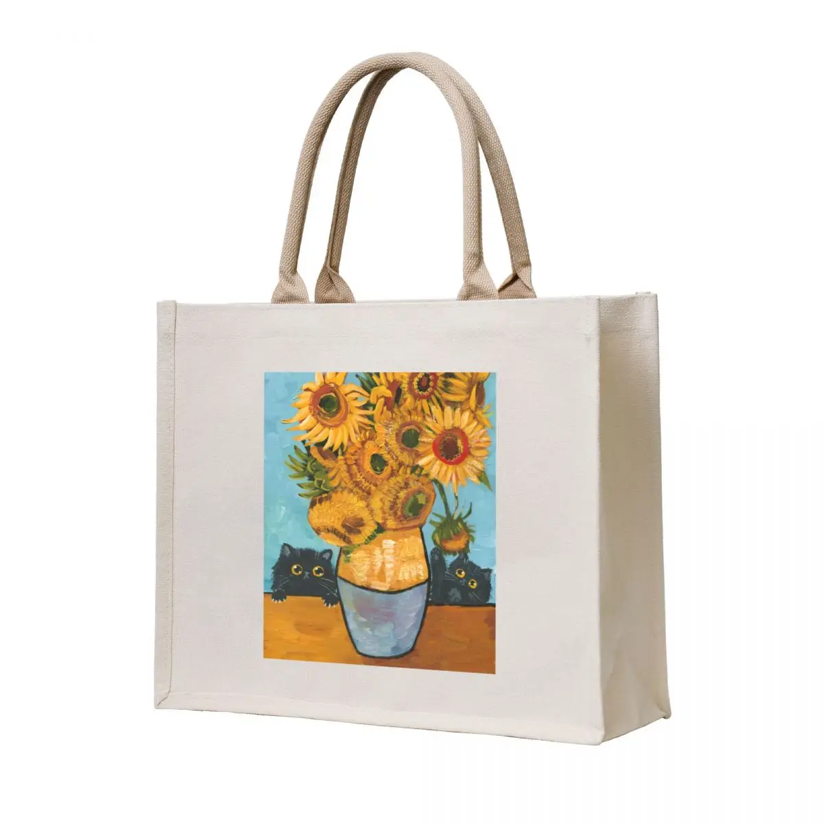 

Cats Playing With Sunflowers Tote Bag tote bag woman Canvas shoulder bag tote bags men great
