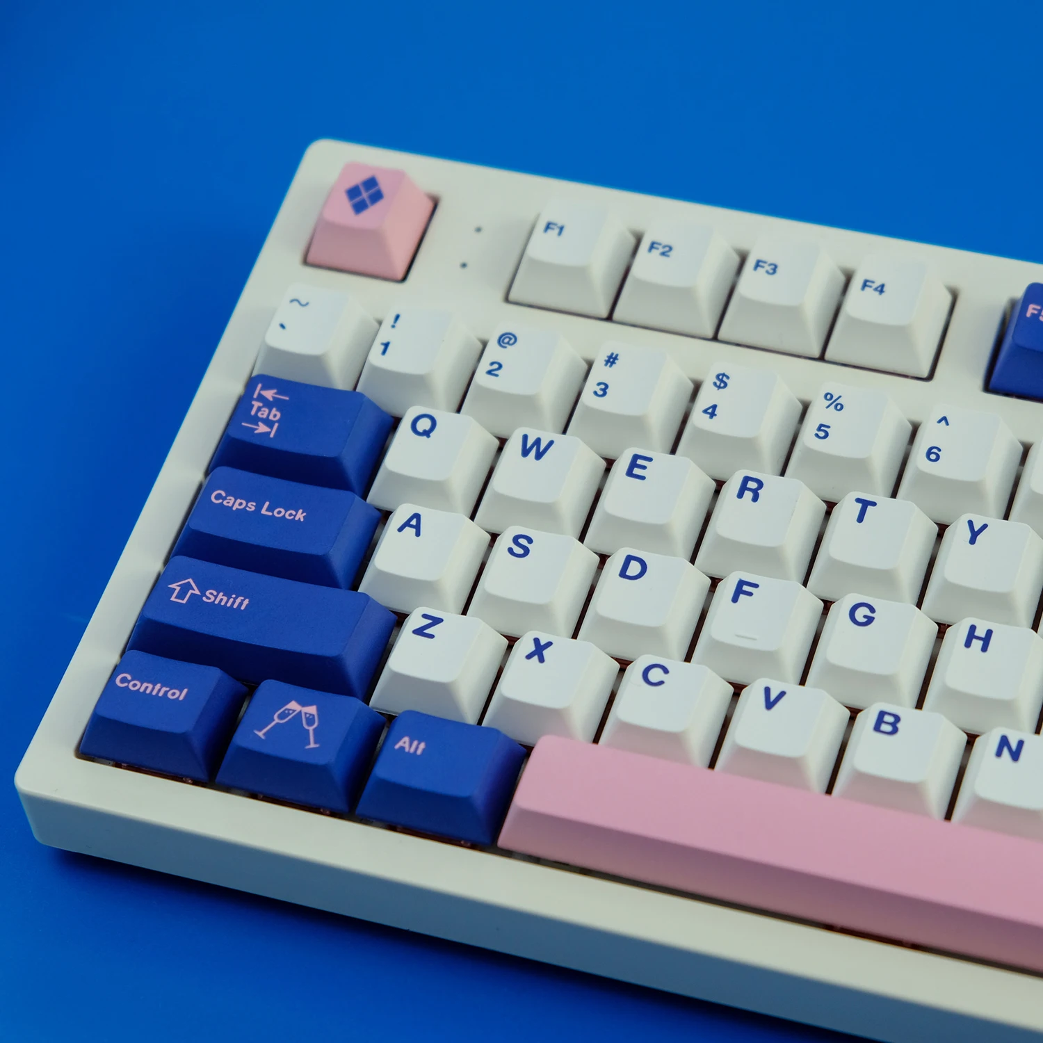 128 Keys GMK Keycaps Cherry Profile Pink Blue English Keycap PBT Dye Sublimation Mechanical Keyboard Keycap For MX Switch