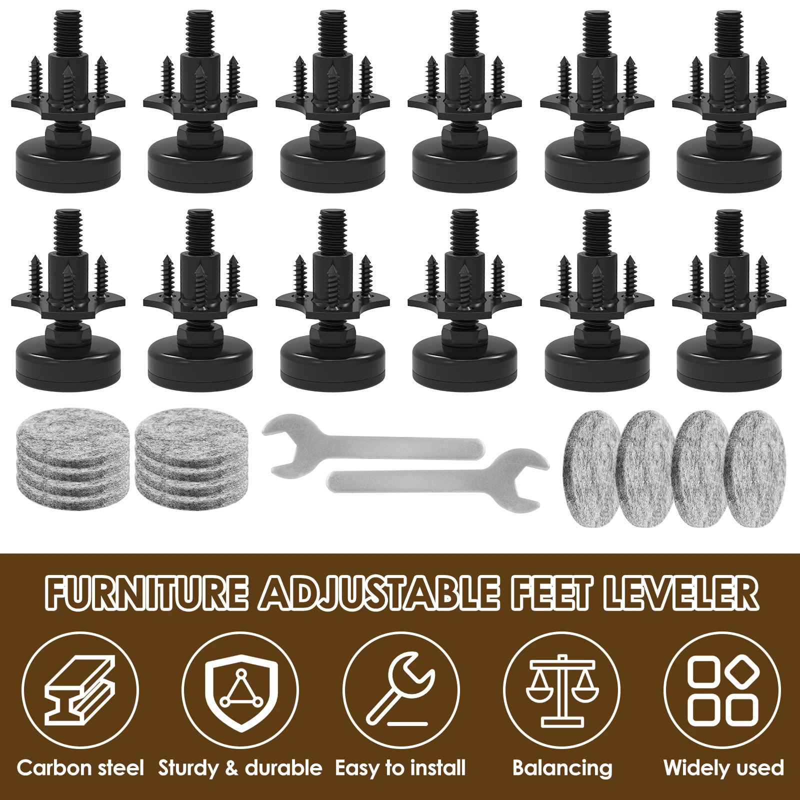 8/4PCS Furniture Leg Leveling Feet Table Chair Leg Levelers Adjustable Height Can Withstand 1320 Lbs for Cabinets Sofa Desks