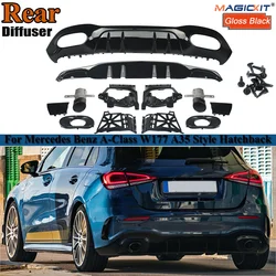 Rear Diffuser Lip For Mercedes Benz W177 A35 AMG Line Style 2018+ Back Bumper Spoiler Splitter With Exhaust Pipe Tips