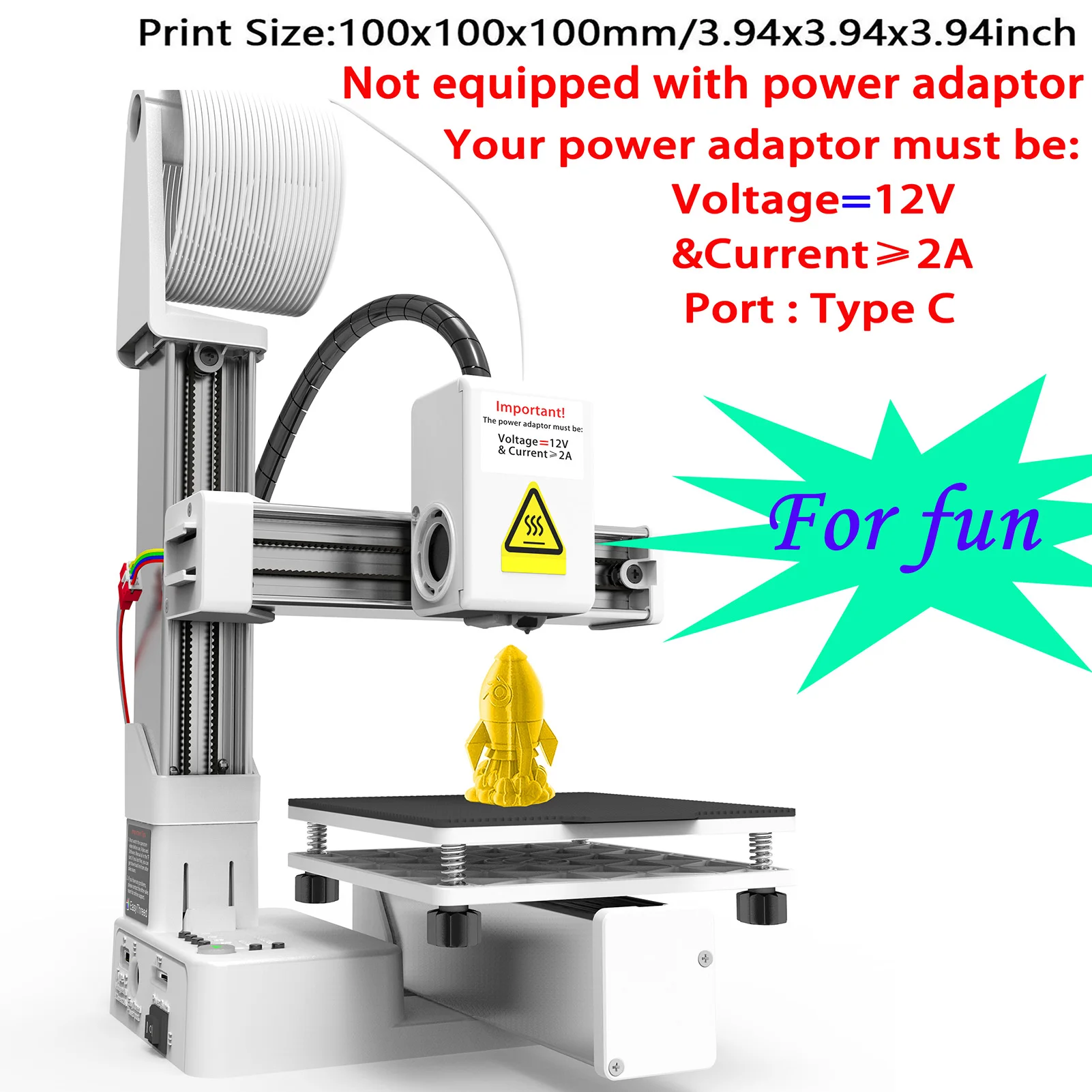 

EasyThreed K10 3D Printer Mini Desktop Printing Machine100x100x100mm Built Size Removable Platform One-Key Printing with TF Card