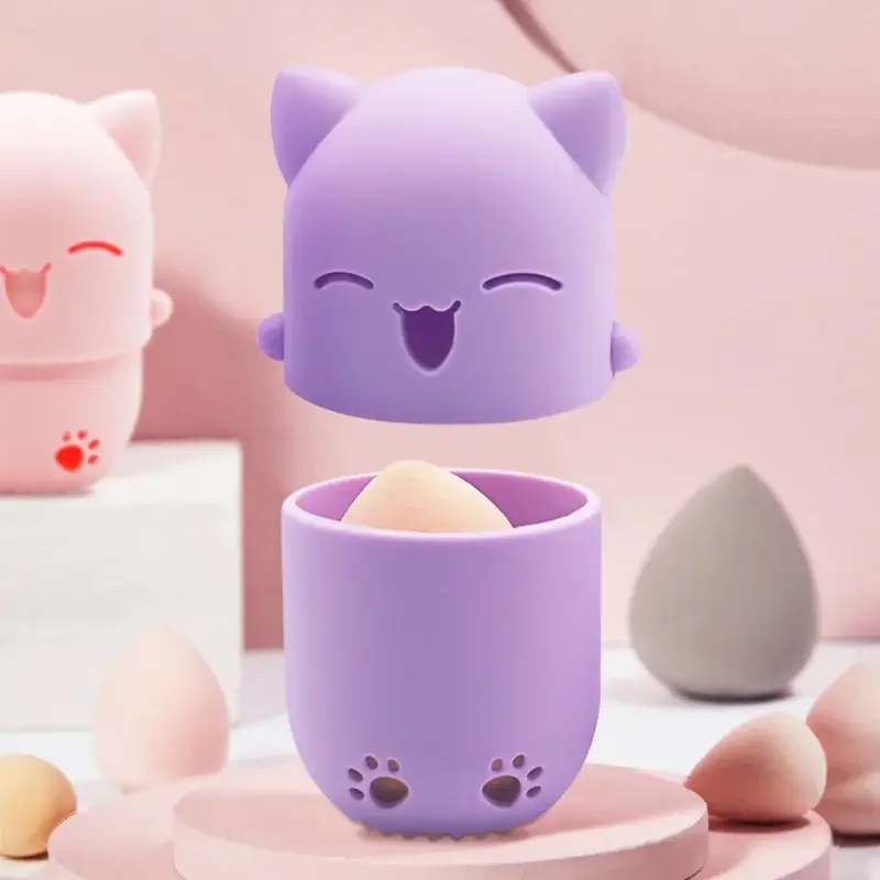 Makeup Sponge Holder Eco-Friendly Silicone Multihole Beauty Storage Case Travel Protable Cosmetic Puff Blender Holder Box 2Style