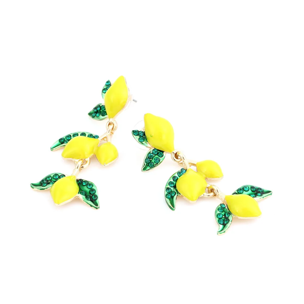 New Trendy Yellow Dripping Lemon Fruit Earrings Women\'s Exaggerated Cute Dangle Earrings Banquet Jewelry Accessories