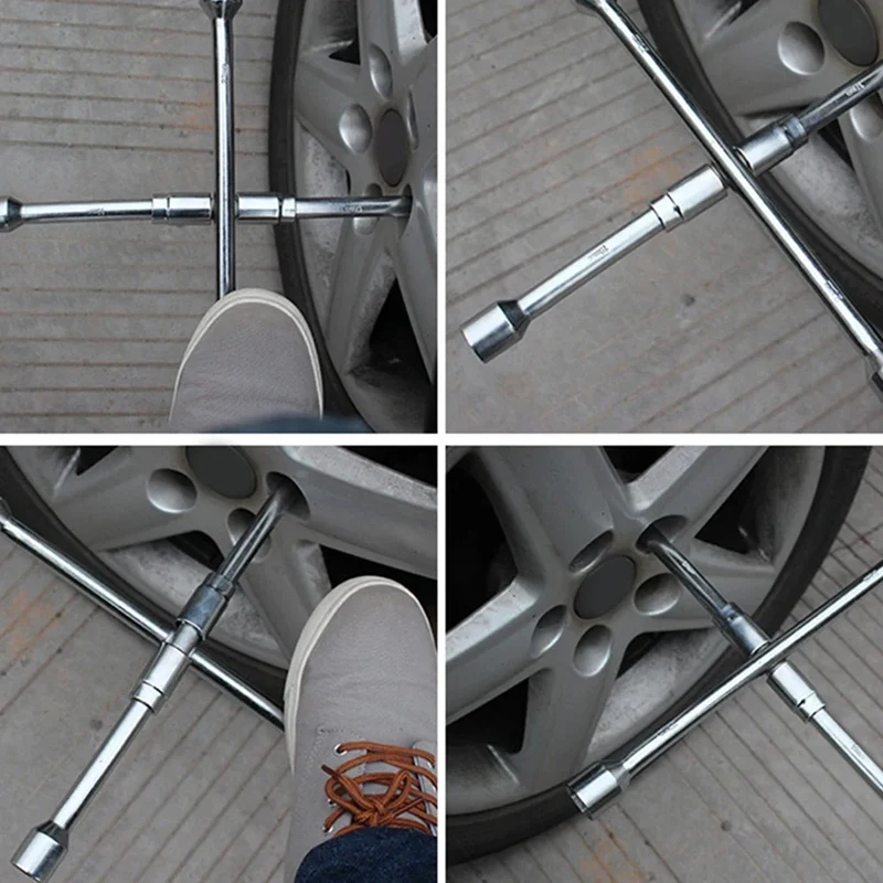 BAAG-พับประแจล้อรถซ่อมเครื่องมือ 17 19 21 23 มม.อัตโนมัติ SOCKET Spanner ปรับเปลี่ยน NUT ยาง LUG Remover