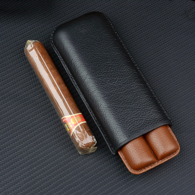 

Чехол для сигар из натуральной кожи, длинный держатель для сигар 6 дюймов, мини-коробка для сигар, 2 трубки, дорожный хьюмидор для сигар, диаметр 20 мм, аксессуар для сигар