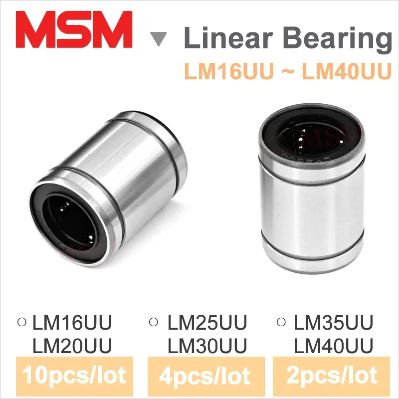 Msm lm lineares rolamentos de esferas, 16mm 20mm 25mm 30mm 35mm 40mm, kit guia lineari rodamento deslizante lmu/sm/lb cnc