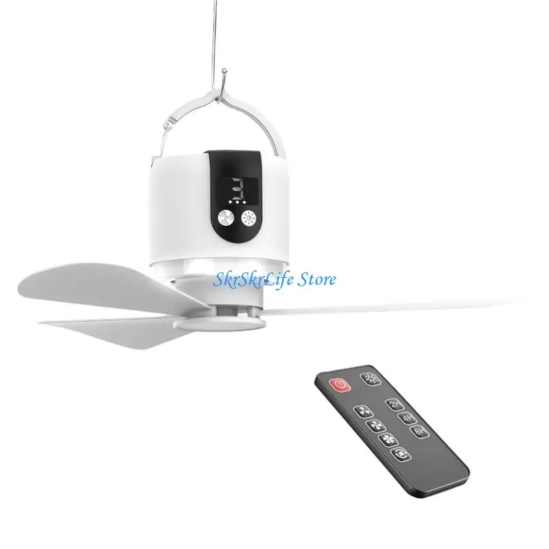 E65E Quiet 16.5Inch Portable Fan With LED Light Multiple Timer Option Rwemote Control
