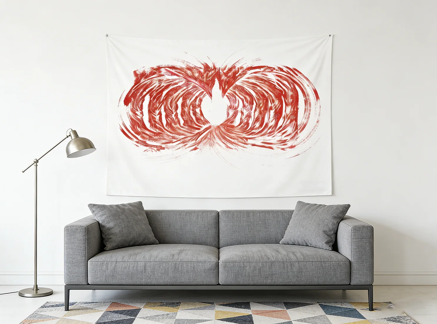 Tapeçaria Red Swirl abstrata |   Pendurado de parede artístico para quarto, sala de estar, decoração moderna de casa (impressão plana)