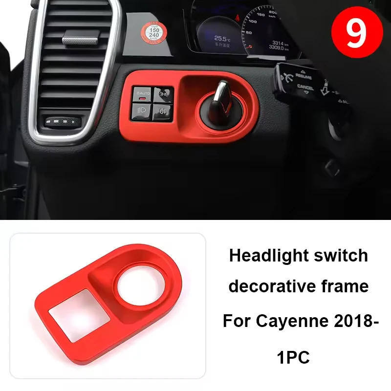 

For Porsche Cayenne 9ya 2018 2019 2020 2021 2022 2023 Red Center Console Dashboard Trim Rear Air Outlet Frame Window Lift Panel