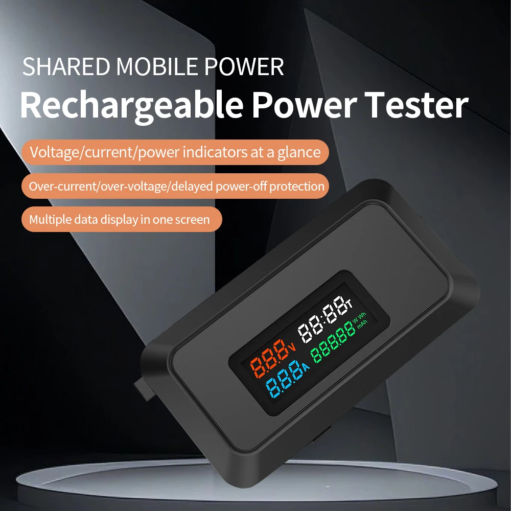 Dc 4-30V Shared Mobile Power Bank Tester 6 In 1 Voltage And Current Meter Power Meter Power Failure Data Saving Function 0-6.5A