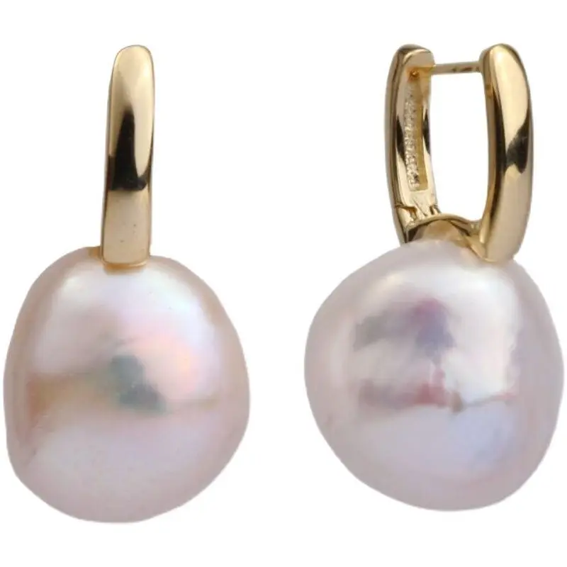 

Natural white Baroque pearl earrings with freshwater pearls Crystal Dangling Meisje Silver Party Drop Gold