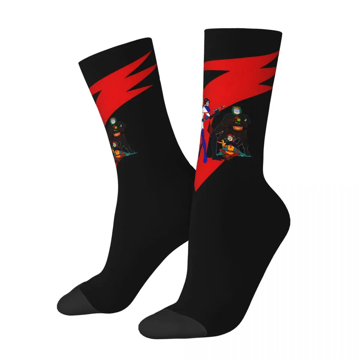 Retro G Force Men's compression Socks Unisex Science Ninja Team Gatchaman Street Style Seamless Printed Novelty Crew Sock