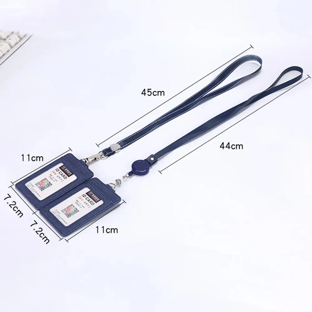 格納式PUレザーランヤード付きコインバッグ財布、クレジットカードホルダーストラップ、カードホルダー、IDバッジホルダー、保護カバーバッグ