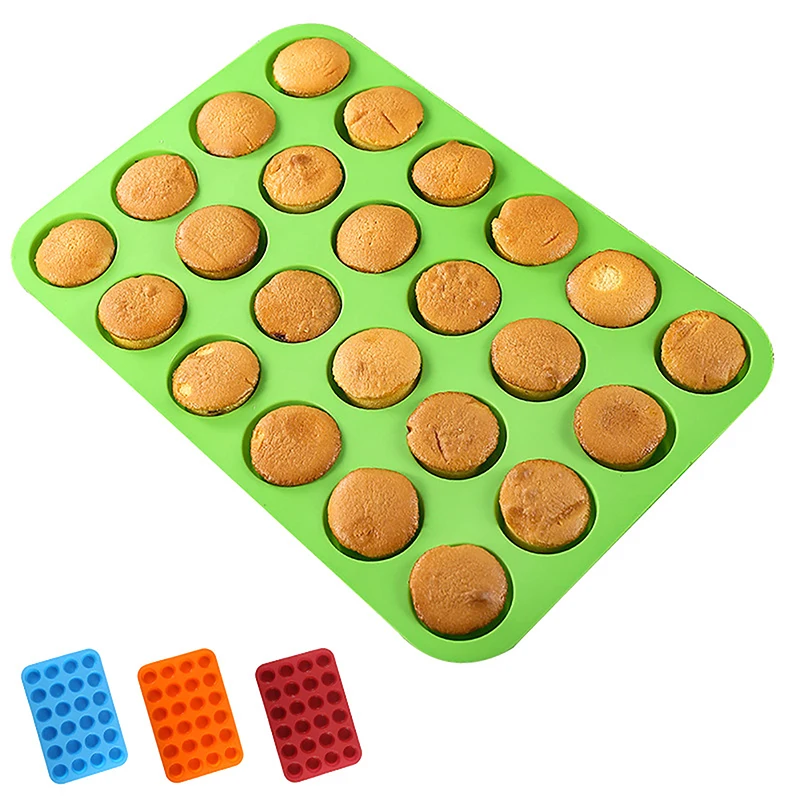 

24-Hole Cake Mold Silicone Soap Cookies Cupcake Bakeware Pan Tray Mould Home Mini Muffin Cup 3D Non-stick Jelly&Candy Mold