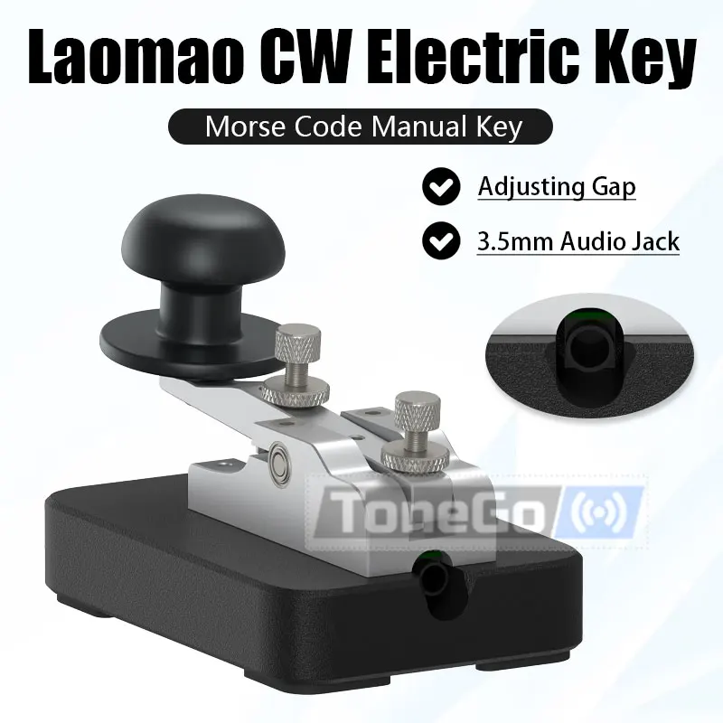 Laomao Morse Code Manual Key Adjustable Gap Shortwave CW Radio Transmission Key 3.5mm Jack Compatible with IC-705 X6200 X6100