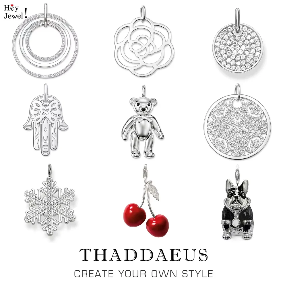 

Pendant Teddy Bear Round Circles Snow Dog Oval Fatima Hand Cherry Winter Heart Brand New Jewelry Europe Cute Gift For Woman
