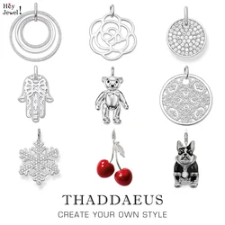 Pendant Teddy Bear Round Circles Snow Dog Oval Fatima Hand Cherry Winter Heart Brand New Jewelry Europe Cute Gift For Woman